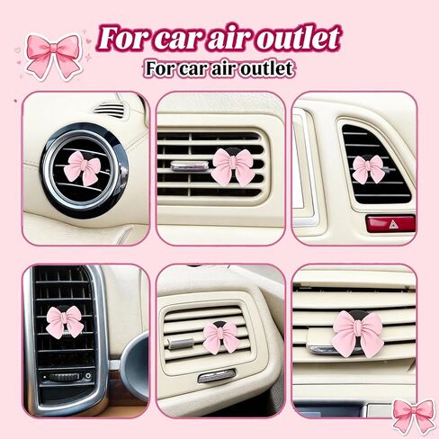 11pcs Pink Car Accessories Set, Air Vent Clips Car Accessories with 2pcs Car Cup Holder Coaster and 1 Storage Bag, Cute Car Decor for Women Girl in Kuwait