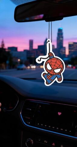 PumpCar 2 pieces spidey double-sided hanging cartoon cherry-scented funny car air freshener Cool spider hanging for rearview mirror Interior Accessories Gifts in Kuwait
