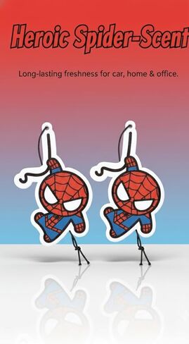 PumpCar 2 pieces spidey double-sided hanging cartoon cherry-scented funny car air freshener Cool spider hanging for rearview mirror Interior Accessories Gifts in Kuwait
