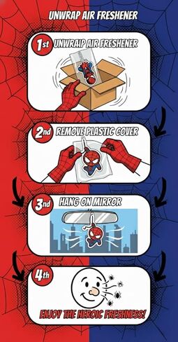 PumpCar 2 pieces spidey double-sided hanging cartoon cherry-scented funny car air freshener Cool spider hanging for rearview mirror Interior Accessories Gifts in Kuwait