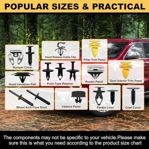 Siptenk 205PCS Car Retainer Clips Fasteners, 17 Popular Sizes Bumper Fender Door Panel Clips Auto Push Pin Rivets Set for Jeep Grand Cherokee WK WK2 Chrysler Dodge Ram in Kuwait