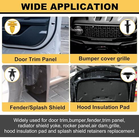 Siptenk 205PCS Car Retainer Clips Fasteners, 17 Popular Sizes Bumper Fender Door Panel Clips Auto Push Pin Rivets Set for Jeep Grand Cherokee WK WK2 Chrysler Dodge Ram in Kuwait