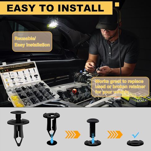 Siptenk 205PCS Car Retainer Clips Fasteners, 17 Popular Sizes Bumper Fender Door Panel Clips Auto Push Pin Rivets Set for Jeep Grand Cherokee WK WK2 Chrysler Dodge Ram in Kuwait