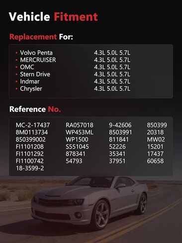 مضخة مياه محرك HYR مع حشية متوافقة مع 4.3L 5.0L 5.7L لفولفو Penta MERCRUISER OMC Stern Drive Indmar Chrysler، يستبدل 8M0113734 3853850 8503991 in Kuwait