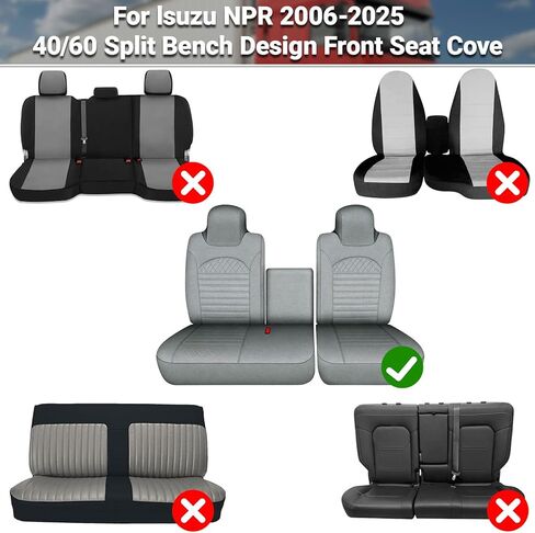 غطاء مقعد مناسب حسب الطلب لـ 2006-2025 Isuzu NPR 40/60 مقعد مقسم، أغطية مقاعد البدلاء الأمامية للشاحنات، غطاء مقعد مسامي مع تخزين خلفي in Kuwait