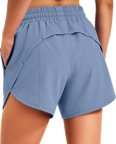 شورت رياضي للجري للسيدات من Hugut مقاس 5 بوصات، سريع الجفاف، خفيف الوزن، مريح للمشي والتمارين الرياضية مع جيوب بسحاب in Kuwait