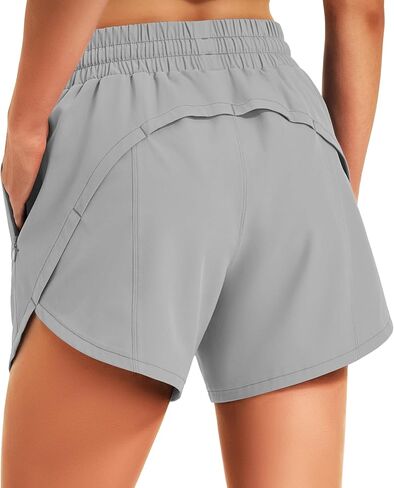 شورت رياضي للجري للسيدات من Hugut مقاس 5 بوصات، سريع الجفاف، خفيف الوزن، مريح للمشي والتمارين الرياضية مع جيوب بسحاب in Kuwait