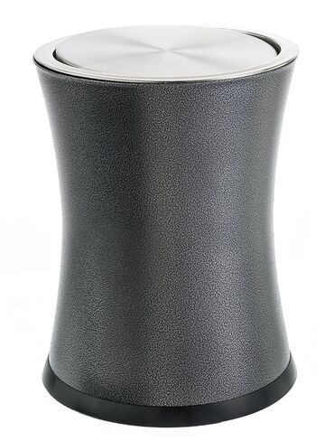 Bennett Swivel-A-Lid Small Trash Can, Metal Attractive 'Center-Inset' Designed Wastebasket, Modern Home Décor, Round Shape (Black) in Kuwait