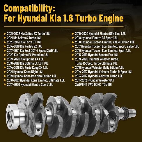 Engine Crankshaft Replacement 23110-2B710 23110-2B700 Compatible with Hyundai Kia 1.6T G4FJ Turbo, Elantra Sport Veloster Kona Tucson Seltos 2011-2022 in Kuwait