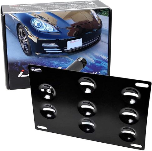 iJDMTOY No Drill Front Bumper Tow Hook License Plate Mounting Bracket Adapter Kit Compatible with Porsche Panamera 2010-16, 2014-up Carrera 911 991 in Saudi Arabia