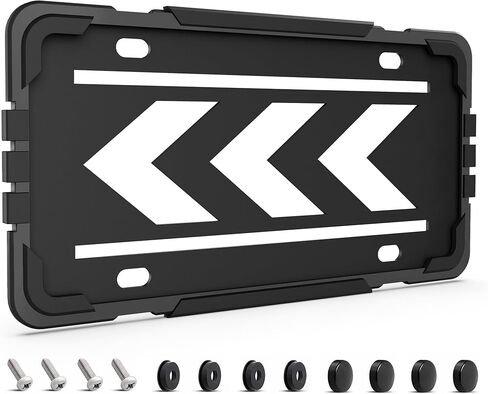 Silicone License Plate Frame, Car License Plate Holder Without Obstruction, Rattle & Rust Proof Front & Rear Car Tag Protector, Come with Screws Kit, Black in Saudi Arabia
