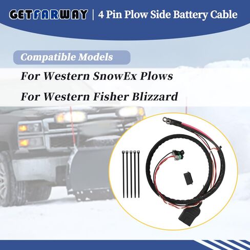 42015 كابل بطارية 4 دبابيس جانب محراث متوافق مع شفرة مستقيمة على شكل حرف V من Fisher Western Snowex، محاريث قابلة للتوسيع، استبدال 412421 in Saudi Arabia