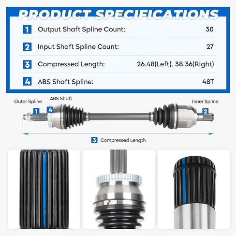TadaMark 2PCs Front CV Axle Shaft Assembly Fit for Hyundai Sonata 2.4L 2015-2019, Fit for Kia Optima 2.4L 2016-2020, L4 Gas Only, Left and Right Side, for 66-3830, 66-3829 in Saudi Arabia