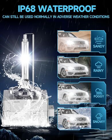 D1S HID Xenon Headlight Bulb Fit for Benz 2008-2014 C350 C250 C300 C63 AMG ML350 ML550 GL550 2008-2012 E350 E550 E63, 6000K White, OEM Replacement High Low Beam Xenon Lights, Pack of 2 in Kuwait