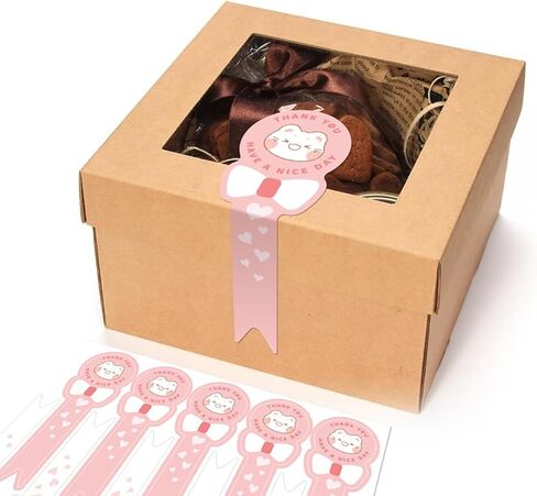 500 قطعة من ملصقات الخبز ذات الرأس الكرتونية، ملصقات ختم طويلة لصناديق الكيك/العلب/البرطمانات/أكواب القهوة/الزجاجات، مخبز ذاتي اللصق، ملصقات ختم واضحة للعبث بتغليف الهدايا in Kuwait