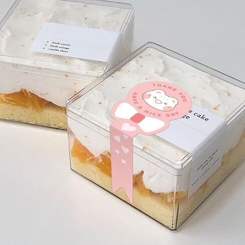 500 قطعة من ملصقات الخبز ذات الرأس الكرتونية، ملصقات ختم طويلة لصناديق الكيك/العلب/البرطمانات/أكواب القهوة/الزجاجات، مخبز ذاتي اللصق، ملصقات ختم واضحة للعبث بتغليف الهدايا in Kuwait