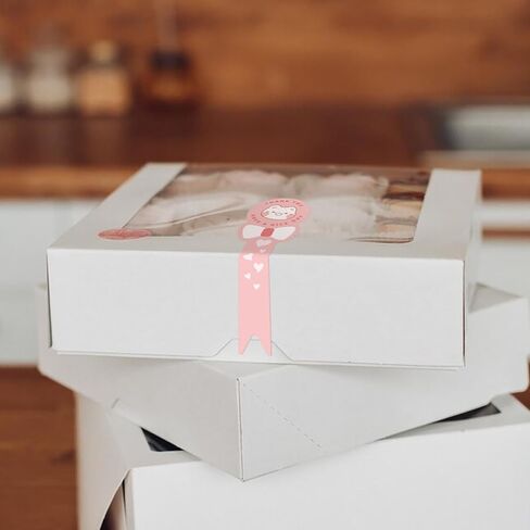 500 قطعة من ملصقات الخبز ذات الرأس الكرتونية، ملصقات ختم طويلة لصناديق الكيك/العلب/البرطمانات/أكواب القهوة/الزجاجات، مخبز ذاتي اللصق، ملصقات ختم واضحة للعبث بتغليف الهدايا in Kuwait