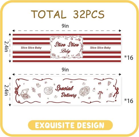 ملصقات زجاجات مياه للأطفال من Slice Slice، ملصقات مغلفة لزجاجات مياه استحمام الأطفال الإيطالية، ملصقات خاصة للمشروبات المقاومة للماء للبيتزا تحت عنوان حفلة عيد الميلاد الأولى - 32 قطعة in Kuwait