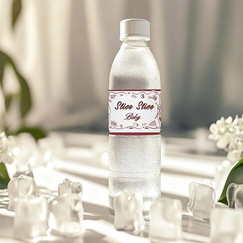 ملصقات زجاجات مياه للأطفال من Slice Slice، ملصقات مغلفة لزجاجات مياه استحمام الأطفال الإيطالية، ملصقات خاصة للمشروبات المقاومة للماء للبيتزا تحت عنوان حفلة عيد الميلاد الأولى - 32 قطعة in Kuwait