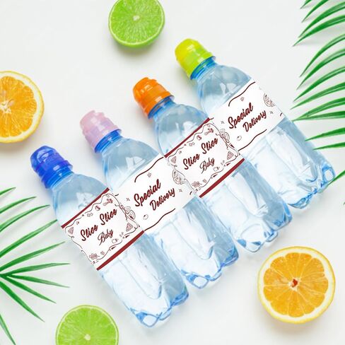 ملصقات زجاجات مياه للأطفال من Slice Slice، ملصقات مغلفة لزجاجات مياه استحمام الأطفال الإيطالية، ملصقات خاصة للمشروبات المقاومة للماء للبيتزا تحت عنوان حفلة عيد الميلاد الأولى - 32 قطعة in Kuwait