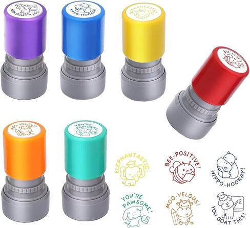 6-Piece Set of Teacher Stamps -Behavior Stamp for Grading Homework & Student Rewards, Motivational Essential Scoring Stamps for Teacher(Animal Cartoon Design) in Kuwait