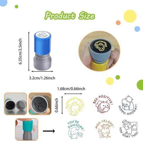 6-Piece Set of Teacher Stamps -Behavior Stamp for Grading Homework & Student Rewards, Motivational Essential Scoring Stamps for Teacher(Animal Cartoon Design) in Kuwait