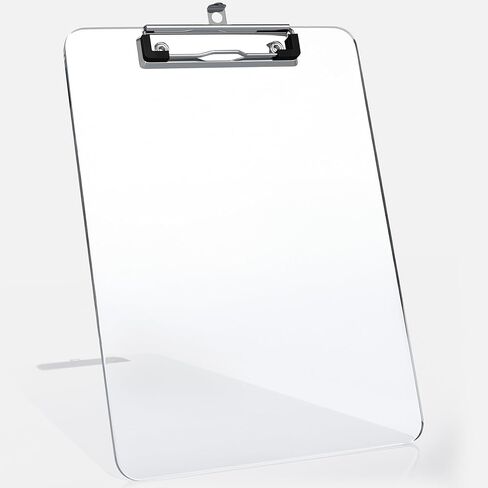 Clear Acrylic Transparent Clipboard 12.5" x 9" Durable Plastic Clipboards with Low Profile Metal Clip Board Holds 100 Sheets for Classroom Office Teachers Students & Home Kids in Kuwait