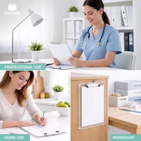 Clear Acrylic Transparent Clipboard 12.5" x 9" Durable Plastic Clipboards with Low Profile Metal Clip Board Holds 100 Sheets for Classroom Office Teachers Students & Home Kids in Kuwait