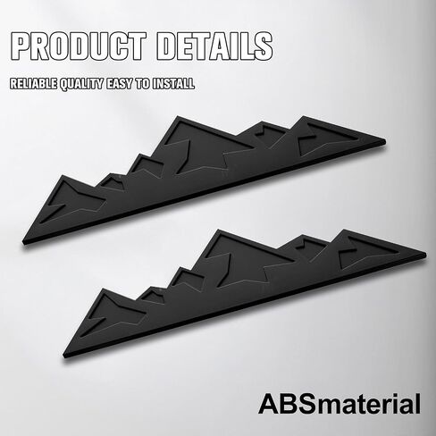 2 PCS 7 Inch Mountains Graphic Logo Badge, Trunk Mountain Logo Emblem for Car Trunk Tailgate Emblem, Car Exterior Accessories (Matte Black) in Saudi Arabia