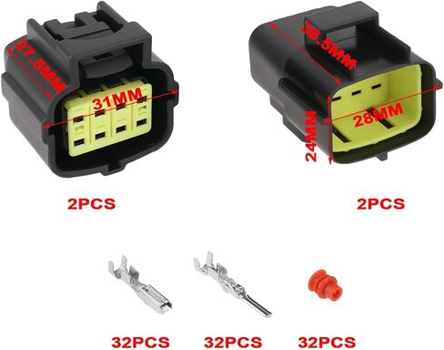 The Lord of the Tools 2 Sets of 8 Pin Waterproof Electrical Connector Plug Kit 1.8MM AWG Connector Terminal Set for Motorcycle Scooter Car Truck Quad ATV UTV in Saudi Arabia
