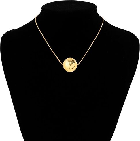 مجموعة مجوهرات من الخرز الكبير على شكل كرة قلادة وأقراط مجموعة مجوهرات على شكل عظمة الثعبان وقلادة على شكل كرة ذهبية وسلسلة مجوهرات لحفلات الزفاف للنساء (ذهبي) in Kuwait