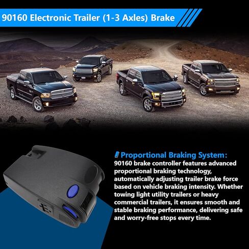 90160 Electronic Trailer (1-3 Axles) Brake Controller with LED Compatible with Ford GM Chevy Dodge RAM Toyota Jeep etc. in Kuwait