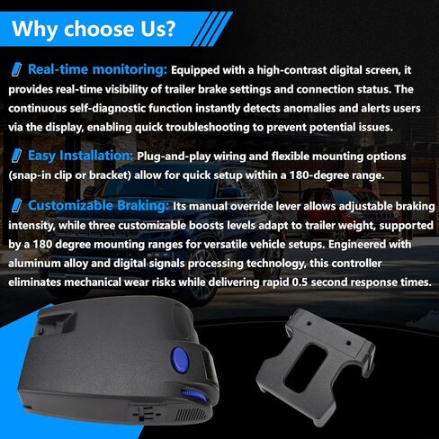 90160 Electronic Trailer (1-3 Axles) Brake Controller with LED Compatible with Ford GM Chevy Dodge RAM Toyota Jeep etc. in Kuwait