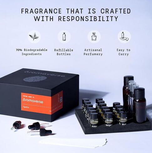 Egalite Perfume Making Kit – Make Your Own Perfume with 16 Aromatic Ingredients, Spray Bottles, Droppers & 3 Recipes. Create Luxurious Masculine Scents with Aromatic Citrus & Musky Notes in Saudi Arabia
