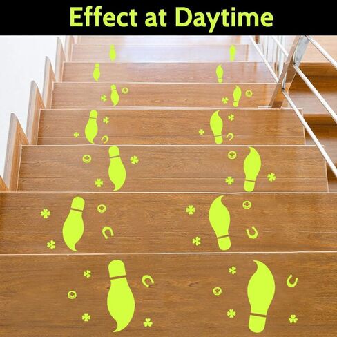 St. Patricks Day Luminous Leprechaun Footprints Glow in The Dark Paddys Decals Stickers Shamrock Gold Coin Saint St Pattys Day Party Decorations Classroom Floor Window Green Decals in Saudi Arabia