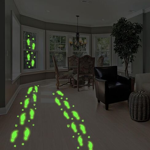 St. Patricks Day Luminous Leprechaun Footprints Glow in The Dark Paddys Decals Stickers Shamrock Gold Coin Saint St Pattys Day Party Decorations Classroom Floor Window Green Decals in Saudi Arabia