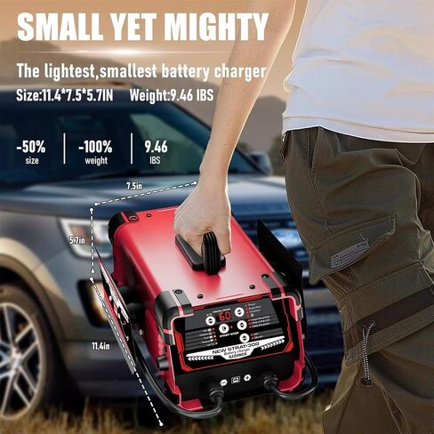 12V 24V Car Battery Charger & Engine Starter, 0-60A Automatic Battery Maintainer, 300 Cranking Amps, Jump Starter & Smart Trickle Charger in Kuwait