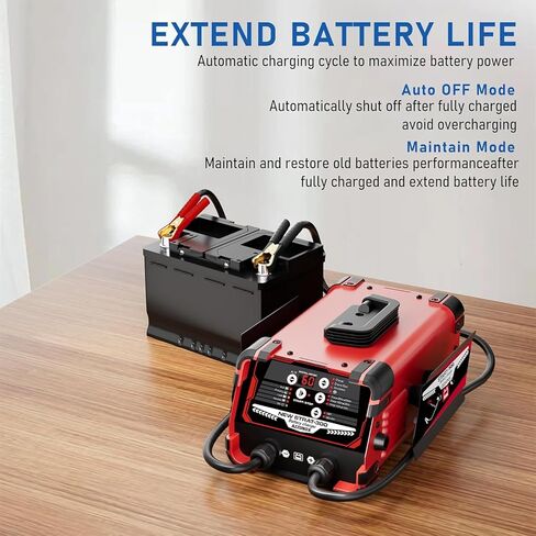 12V 24V Car Battery Charger & Engine Starter, 0-60A Automatic Battery Maintainer, 300 Cranking Amps, Jump Starter & Smart Trickle Charger in Kuwait
