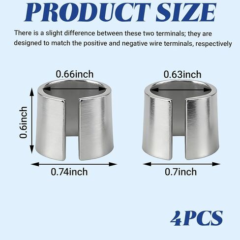 2Pair Battery Terminal Shim,Anode Cathode Sleeves, Car Battery Terminal Converter Adapter Sleeves, Positive & Negative Converter Post Connector, Universal Car Truck SUV Accessories in Kuwait