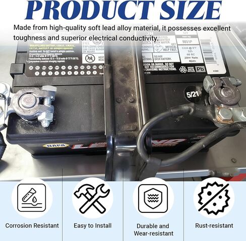 2Pair Battery Terminal Shim,Anode Cathode Sleeves, Car Battery Terminal Converter Adapter Sleeves, Positive & Negative Converter Post Connector, Universal Car Truck SUV Accessories in Kuwait