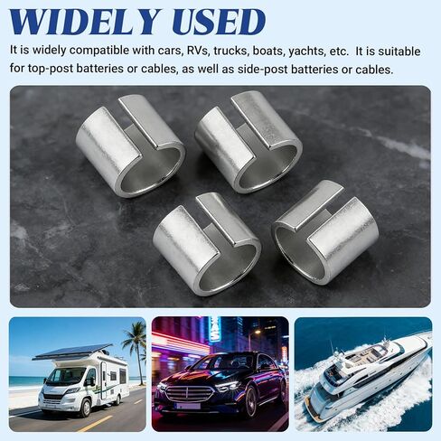 2Pair Battery Terminal Shim,Anode Cathode Sleeves, Car Battery Terminal Converter Adapter Sleeves, Positive & Negative Converter Post Connector, Universal Car Truck SUV Accessories in Kuwait