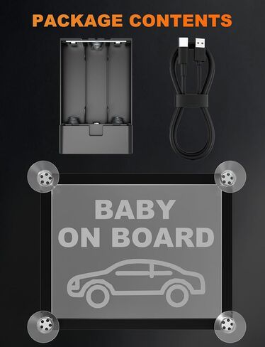 لافتة سيارة LED للأطفال على اللوحة، علامات تحذير للسلامة، ملحقات داخلية للسيارة بإضاءة كهرمانية، هدية مثبتة على كأس الشفط للآباء الجدد وعائلات الأطفال in Kuwait