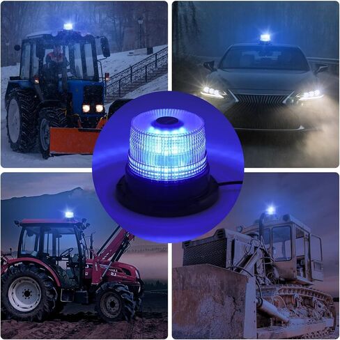 أضواء منارة وامضة من جوستيك، 40 مصباح LED للطوارئ، 12/24 فولت تحذير وامض مغناطيسي للسلامة، أضواء منارة ستروب قابلة لإعادة الشحن لشاحنة مركبة محراث الثلج، أزرق in Kuwait