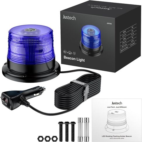 أضواء منارة وامضة من جوستيك، 40 مصباح LED للطوارئ، 12/24 فولت تحذير وامض مغناطيسي للسلامة، أضواء منارة ستروب قابلة لإعادة الشحن لشاحنة مركبة محراث الثلج، أزرق in Kuwait