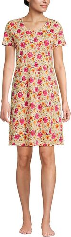 Lands' End Women's Cotton Short Sleeve Knee Length Nightgown in Saudi Arabia