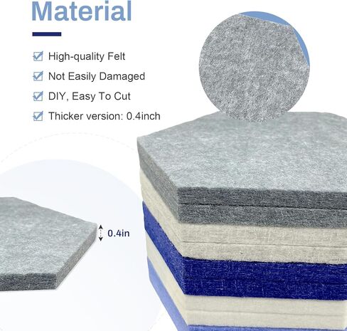 Hexagon Cork Board Tiles, 10 Pack with Adhesive Tape & Push Pins, Frameless Bulletin Board for Office Home Decor, Photo & Memo Display (Blue) in Kuwait