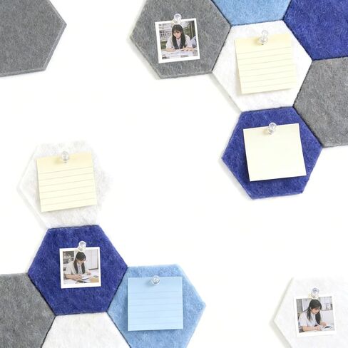 Hexagon Cork Board Tiles, 10 Pack with Adhesive Tape & Push Pins, Frameless Bulletin Board for Office Home Decor, Photo & Memo Display (Blue) in Kuwait