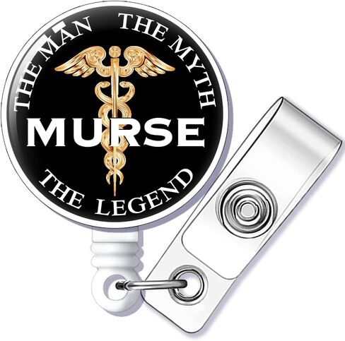 Murse The Men The Myth The Legend Badge Reel Retractable with Alligator Clip, Funny ID Badge Holder Gift for Men Veterinarian Doctors Nurses Social Worker Office Worker Boss Colleague in Kuwait