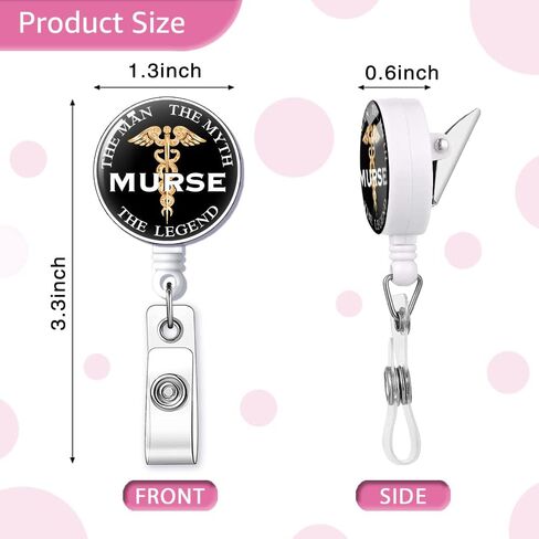Murse The Men The Myth The Legend Badge Reel Retractable with Alligator Clip, Funny ID Badge Holder Gift for Men Veterinarian Doctors Nurses Social Worker Office Worker Boss Colleague in Kuwait