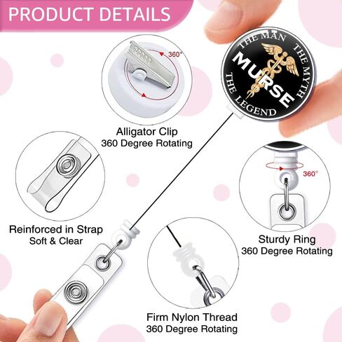 Murse The Men The Myth The Legend Badge Reel Retractable with Alligator Clip, Funny ID Badge Holder Gift for Men Veterinarian Doctors Nurses Social Worker Office Worker Boss Colleague in Kuwait